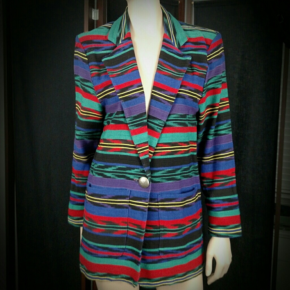Vintage 90s Southwest woven cotton blazer jacket